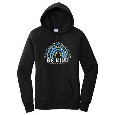 Be Kind Leopard Rainbow Choose Kindness Autism Awareness Women's Pullover Hoodie