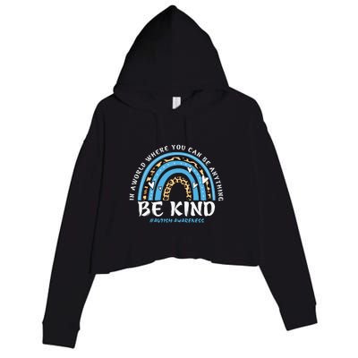 Be Kind Leopard Rainbow Choose Kindness Autism Awareness Crop Fleece Hoodie