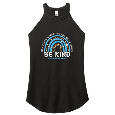 Be Kind Leopard Rainbow Choose Kindness Autism Awareness Women's Perfect Tri Rocker Tank