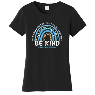 Be Kind Leopard Rainbow Choose Kindness Autism Awareness Women's T-Shirt