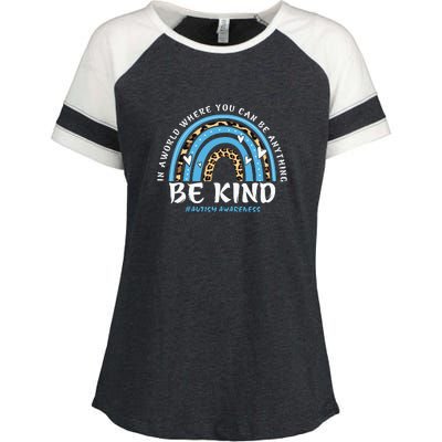 Be Kind Leopard Rainbow Choose Kindness Autism Awareness Enza Ladies Jersey Colorblock Tee