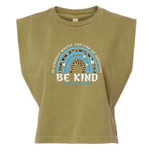 Be Kind Leopard Rainbow Choose Kindness Autism Awareness Garment-Dyed Women's Muscle Tee