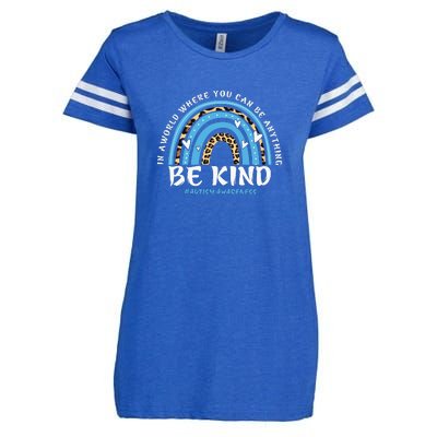 Be Kind Leopard Rainbow Choose Kindness Autism Awareness Enza Ladies Jersey Football T-Shirt