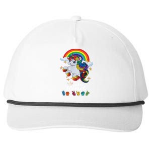 Be Kind Love Asl Teacher American Sign Language Unicorn Gift Snapback Five-Panel Rope Hat