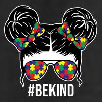 Be Kind Messy Bun Autism Awareness 7 Panel Mesh Trucker Snapback Hat