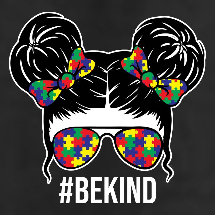 Be Kind Messy Bun Autism Awareness 7 Panel Mesh Trucker Snapback Hat