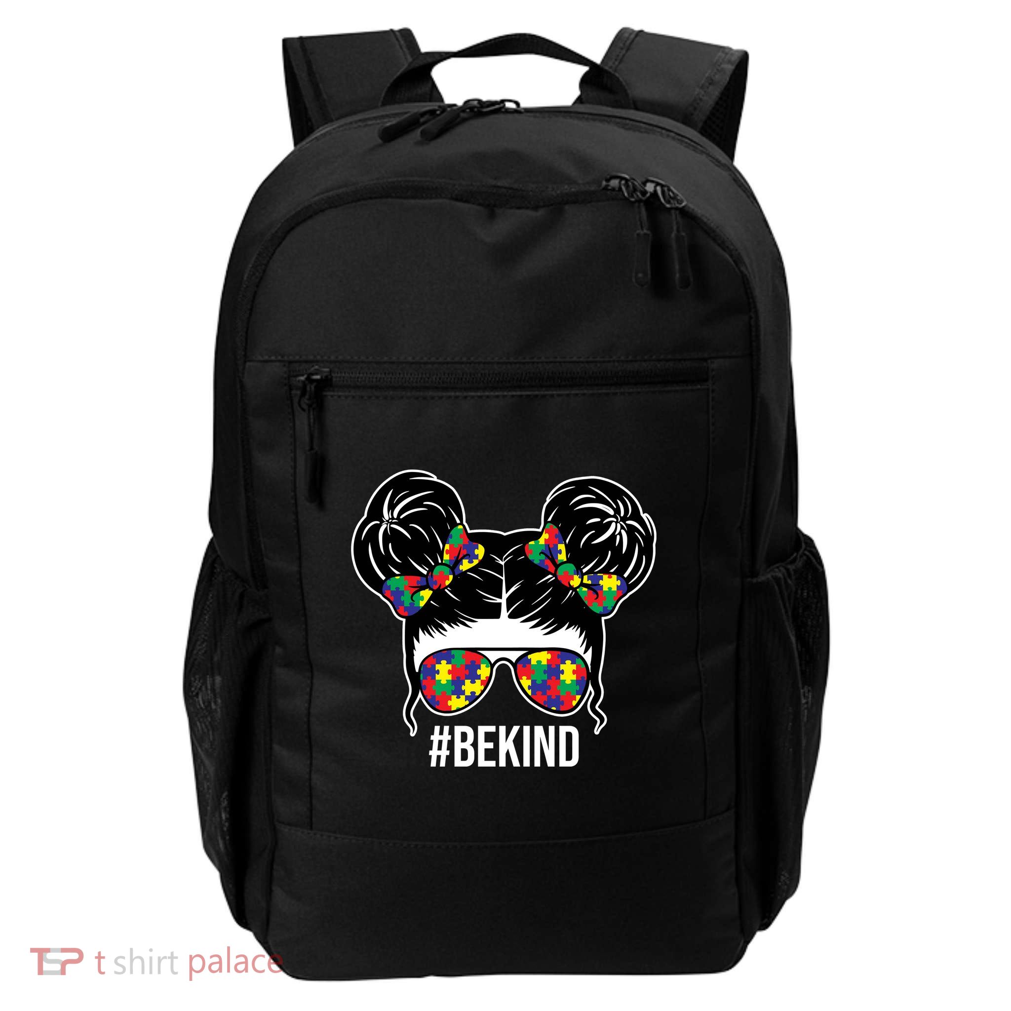 Be Kind Messy Bun Autism Awareness Backpack