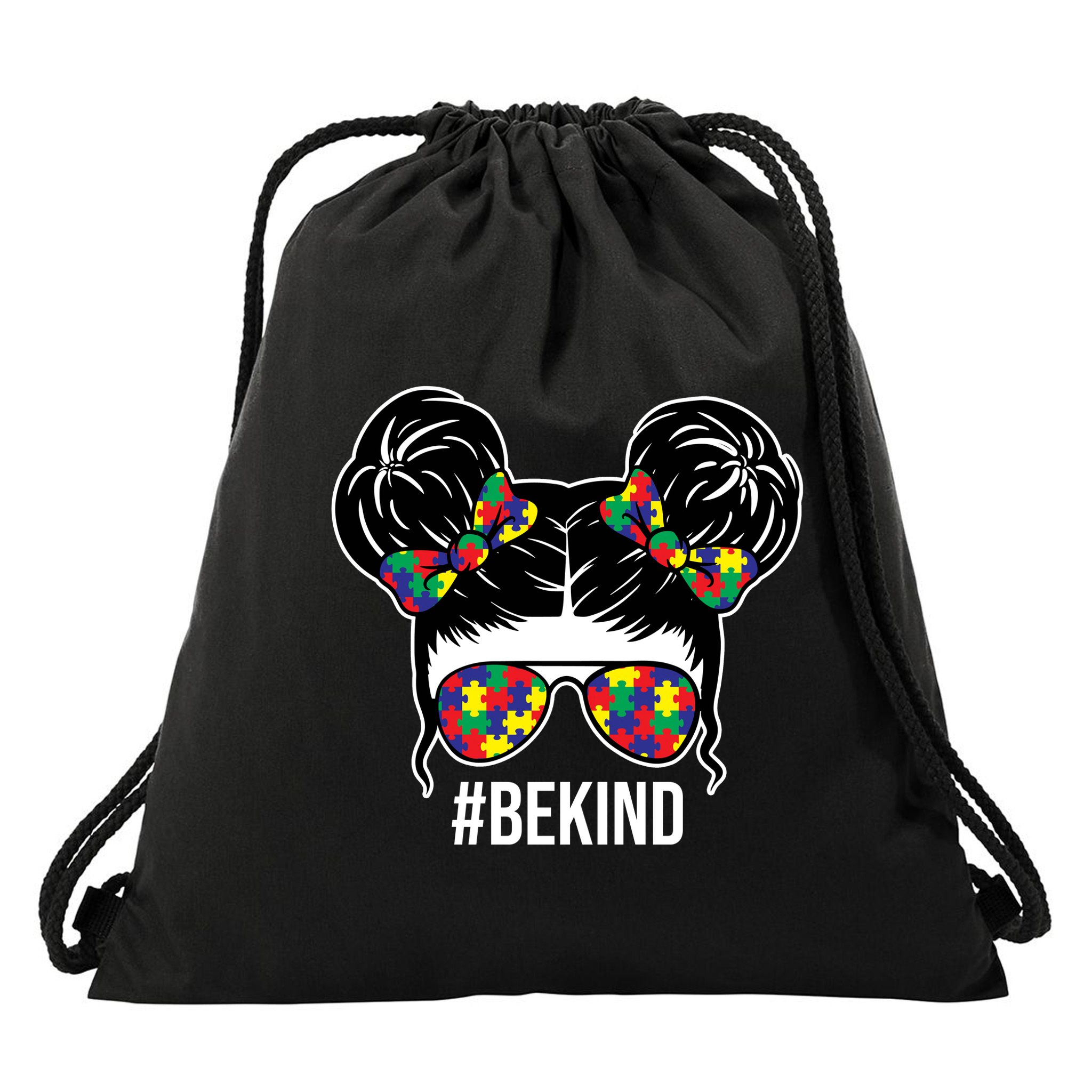 Be Kind Messy Bun Autism Awareness Drawstring Bag