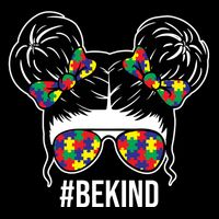 Be Kind Messy Bun Autism Awareness Zip Tote Bag