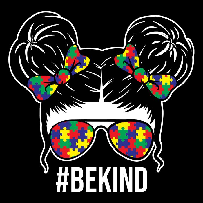 Be Kind Messy Bun Autism Awareness Zip Tote Bag