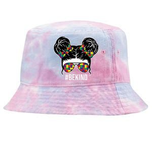 Be Kind Messy Bun Autism Awareness Tie-Dyed Bucket Hat