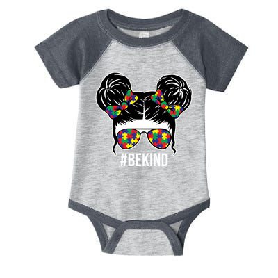 Be Kind Messy Bun Autism Awareness Infant Baby Jersey Bodysuit