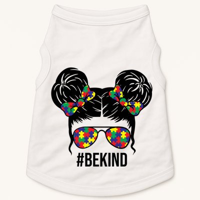 Be Kind Messy Bun Autism Awareness Doggie Tank