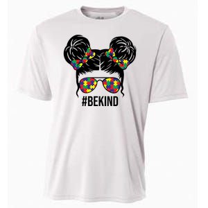 Be Kind Messy Bun Autism Awareness Cooling Performance Crew T-Shirt