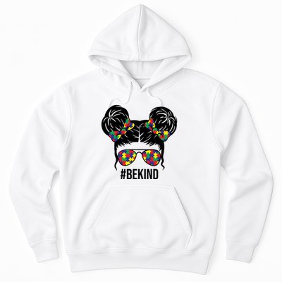 Be Kind Messy Bun Autism Awareness Hoodie