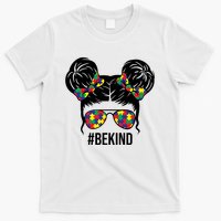 Be Kind Messy Bun Autism Awareness T-Shirt