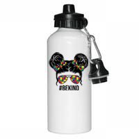 Be Kind Messy Bun Autism Awareness Aluminum Water Bottle