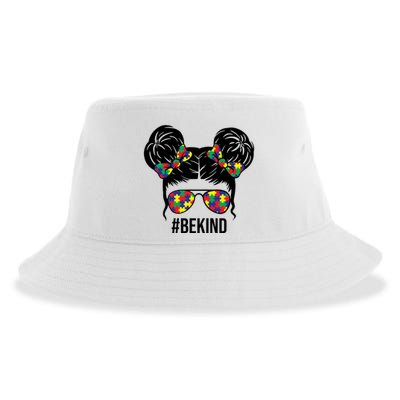 Be Kind Messy Bun Autism Awareness Sustainable Bucket Hat