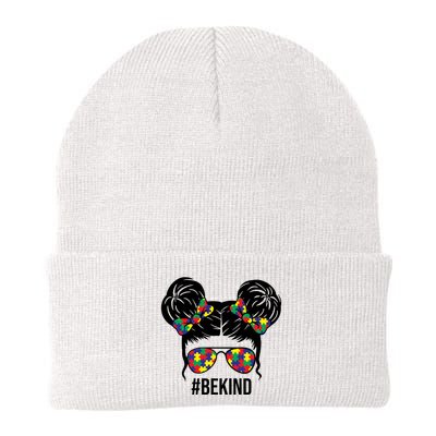 Be Kind Messy Bun Autism Awareness Beanie