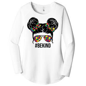 Be Kind Messy Bun Autism Awareness Women's Perfect Tri Tunic Long Sleeve Shirt