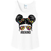 Be Kind Messy Bun Autism Awareness Ladies Essential Tank