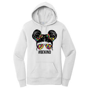 Be Kind Messy Bun Autism Awareness Women's Pullover Hoodie