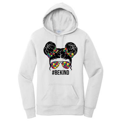 Be Kind Messy Bun Autism Awareness Women's Pullover Hoodie