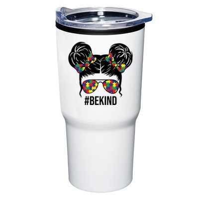 Be Kind Messy Bun Autism Awareness Tumbler