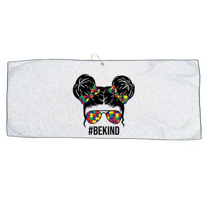 Be Kind Messy Bun Autism Awareness Large Microfiber Waffle Golf Towel