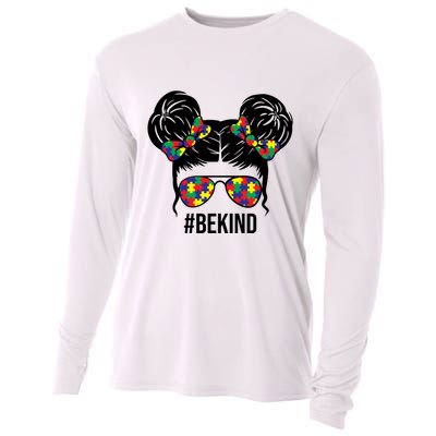 Be Kind Messy Bun Autism Awareness Cooling Performance Long Sleeve Crew