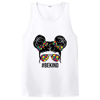 Be Kind Messy Bun Autism Awareness PosiCharge Competitor Tank