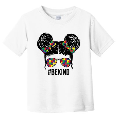 Be Kind Messy Bun Autism Awareness Toddler T-Shirt
