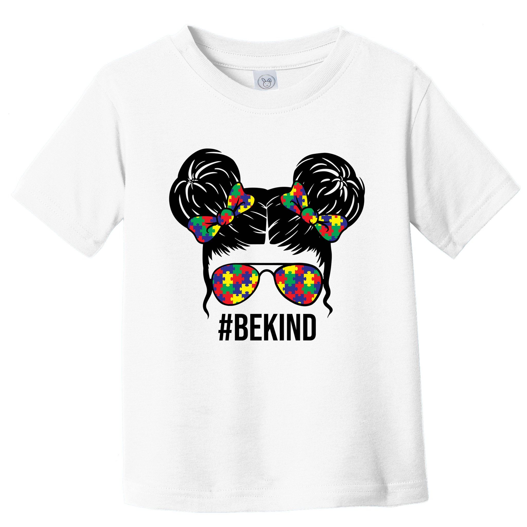 Be Kind Messy Bun Autism Awareness Toddler T-Shirt