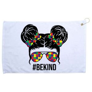 Be Kind Messy Bun Autism Awareness Grommeted Golf Towel