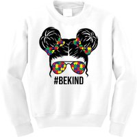 Be Kind Messy Bun Autism Awareness Kids Sweatshirt