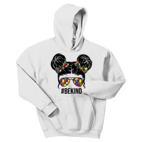 Be Kind Messy Bun Autism Awareness Kids Hoodie