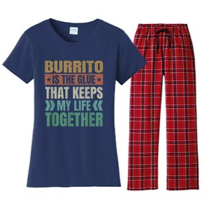 Burrito Keeps My Life Together Tortilla Funny Mexican Dish Women's Flannel Pajama Set