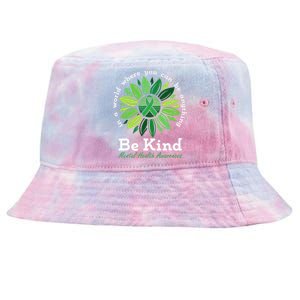 Be Kind Mental Health Awareness Sunflower Green Ribbon Tie-Dyed Bucket Hat