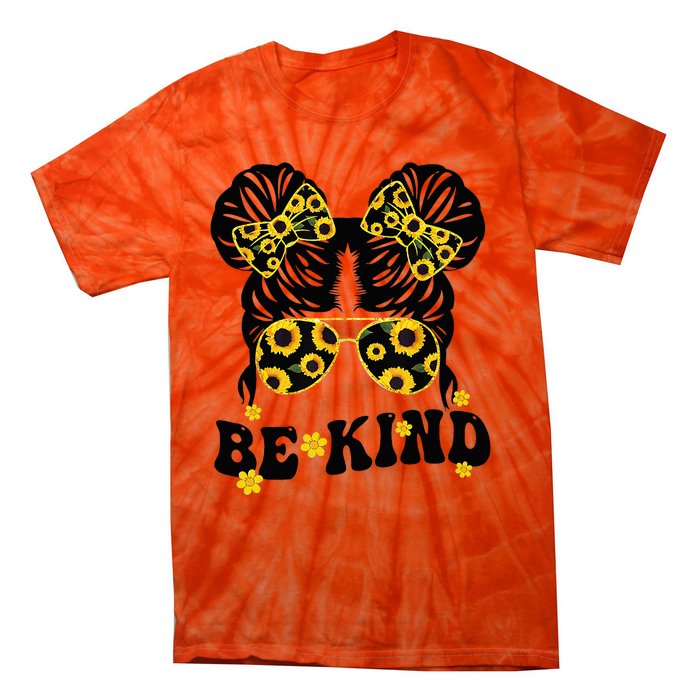 Be Kind Messy Bun Unity Day Orange Anti Bullying Tie-Dye T-Shirt