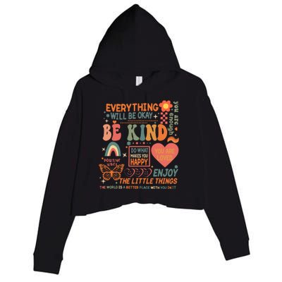 Be Kind Mental Health Awareness Crop Fleece Hoodie