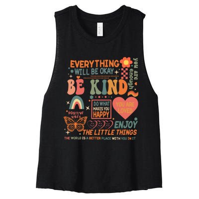 Be Kind Mental Health Awareness Women's Racerback Cropped Tank