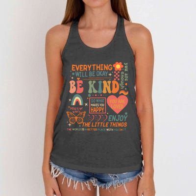 Be Kind Mental Health Awareness Women's Knotted Racerback Tank