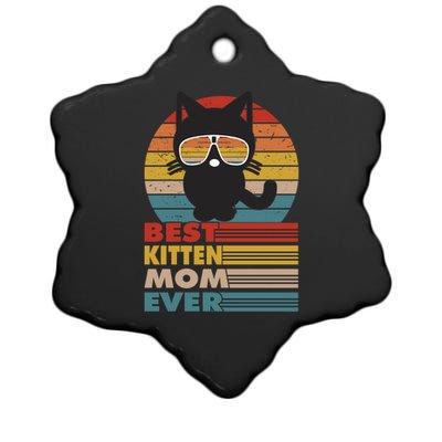 Best Kitten Mom Ever Cat Lover Mothersday Funny Gift Ceramic Star Ornament