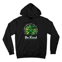 Be Kind Mental Health Awareness Sunflower Green Ribbon Hoodie