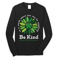 Be Kind Mental Health Awareness Sunflower Green Ribbon Long Sleeve Shirt