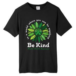 Be Kind Mental Health Awareness Sunflower Green Ribbon Tall Fusion ChromaSoft Performance T-Shirt