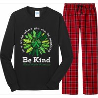 Be Kind Mental Health Awareness Sunflower Green Ribbon Long Sleeve Pajama Set