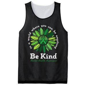 Be Kind Mental Health Awareness Sunflower Green Ribbon Mesh Reversible Basketball Jersey Tank