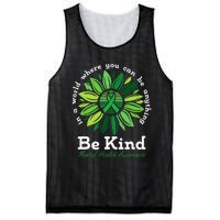 Be Kind Mental Health Awareness Sunflower Green Ribbon Mesh Reversible Basketball Jersey Tank