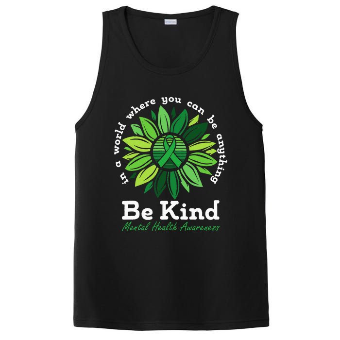 Be Kind Mental Health Awareness Sunflower Green Ribbon PosiCharge Competitor Tank